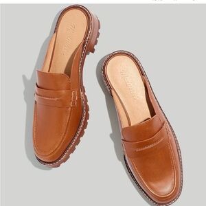 Madewell lug sole brown mule loafers